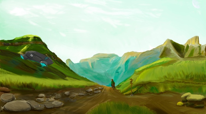 Drawing - My, Fantasy, Landscape, Digital drawing, Wacom