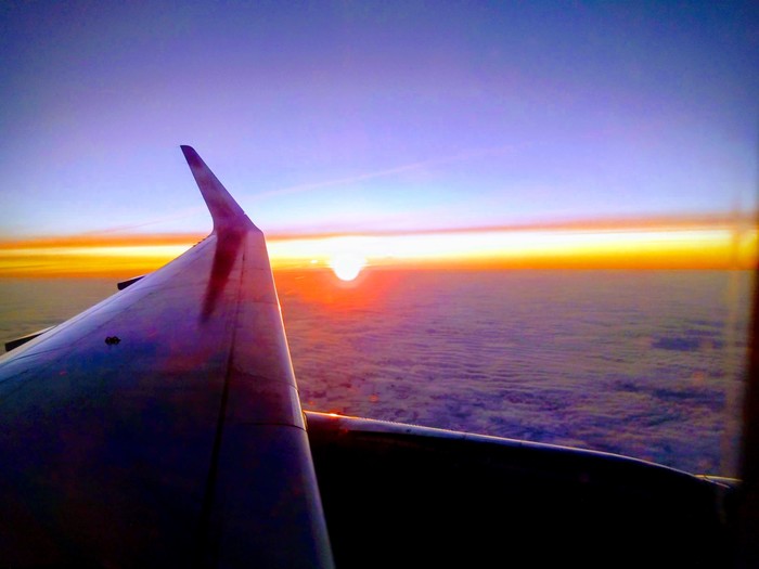 Escape from dawn - My, Flight, dawn, The escape, beauty, Longpost, Airplane, Sky