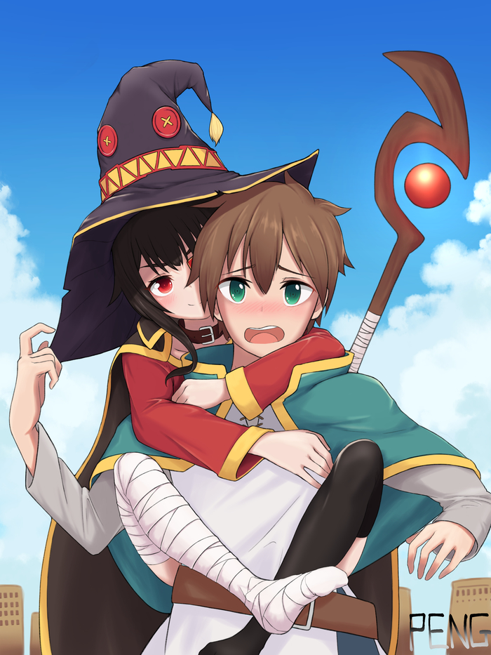 Я мужик и делаю, что захочу - Anime Art, Аниме, Konosuba, Satou Kazuma, Megumin