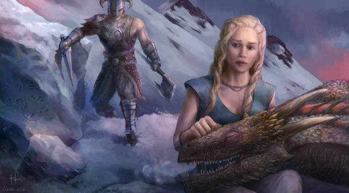 Daenerys vs Dragonborn Linblack,  , The Elder Scrolls V: Skyrim,  , , ,  , 
