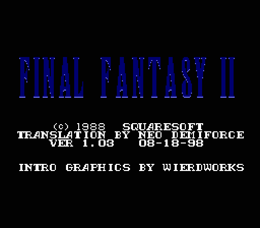Final Fantasy II.  1. 1988, , Final Fantasy, Famicom, NES, Square, JRPG, -, 