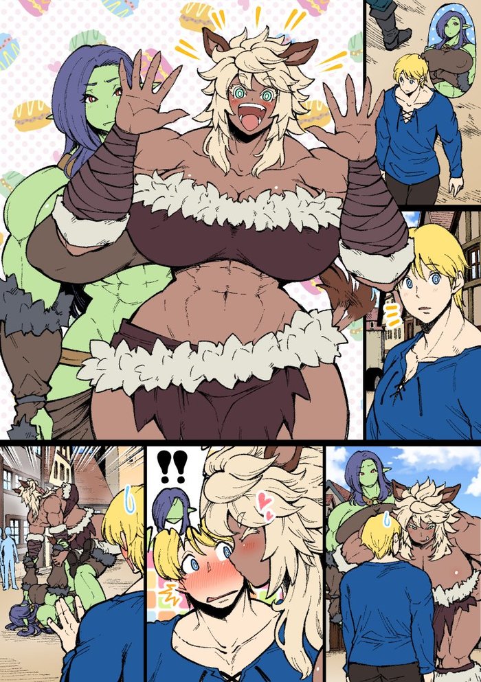 Orcs, knights and wild boar girls - Kyabosean2, Comics, Anime original, Monster girl, Orcs, Strong girl