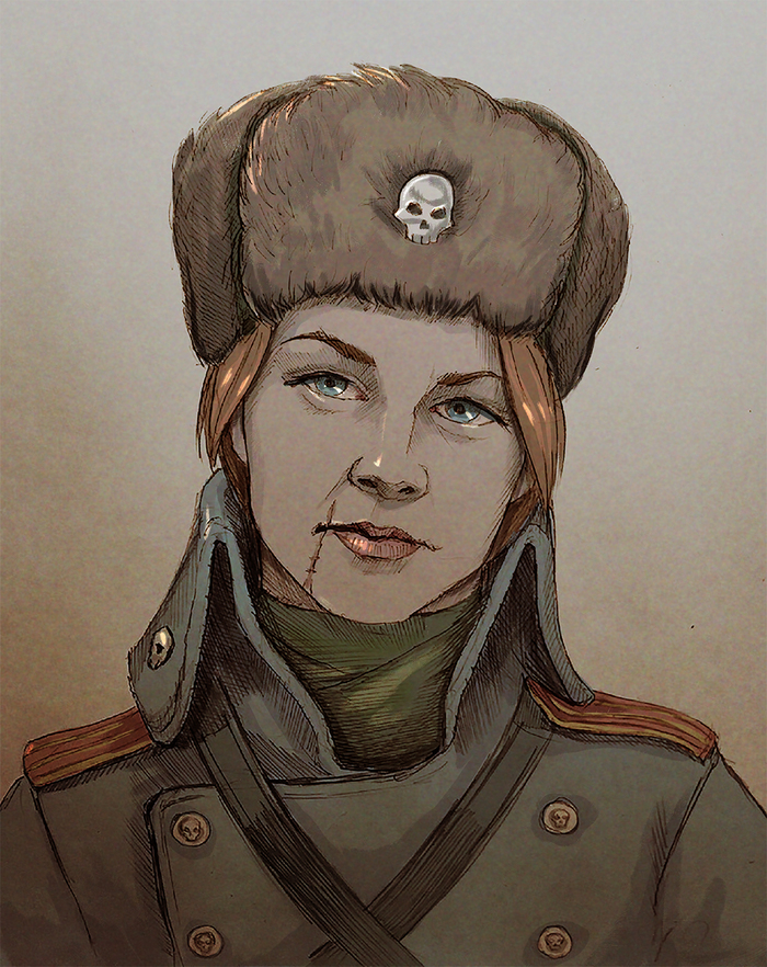 Tatyana - My, Sketch, Imperial guard, Warhammer 40k, Fan art, Valhallan Ice Warriors, Wh Art