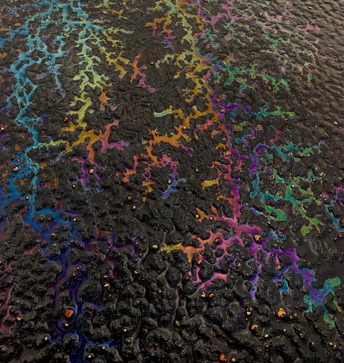 Oil stain on asphalt - Rainbow, Beautiful, Butter, beauty