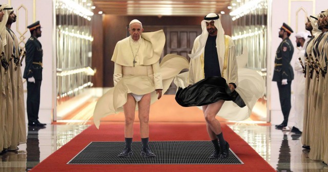 There is little water in the desert. Therefore, we do not wash, but ventilate - Pope, Sheikh, UAE, Humor, Marilyn Monroe, Cosplay