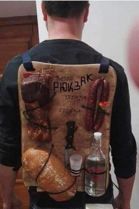 When you go hiking and take only the essentials - 9GAG, Backpack, Kit