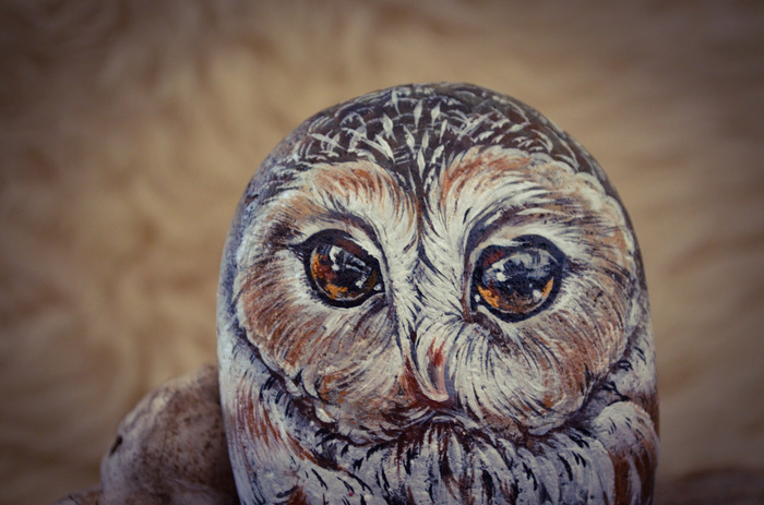 My stone owls #5 - My, Stone painting, Owl, Birds, Decorative arts, Acrylic, Longpost, Painting