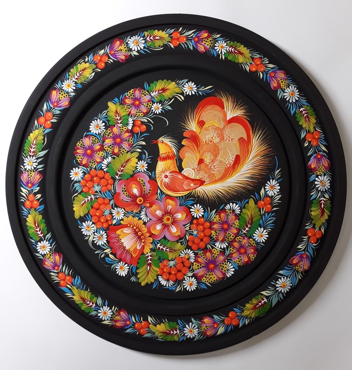 decorative plates - My, Petrikovskaya painting, Needlework, Creation, Painting, Handmade, Longpost, Plate