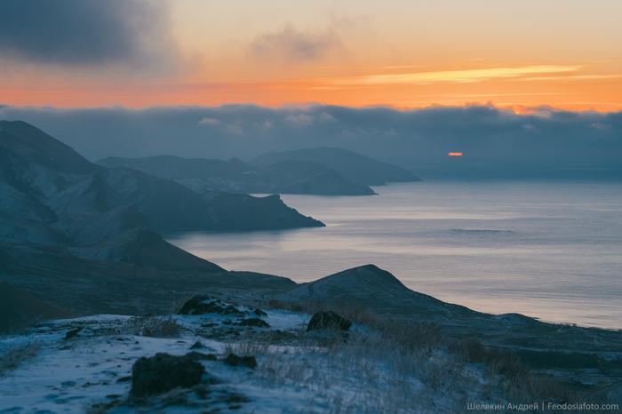 Koktebel - My, dawn, Koktebel, Crimea, The photo, Winter, Sea