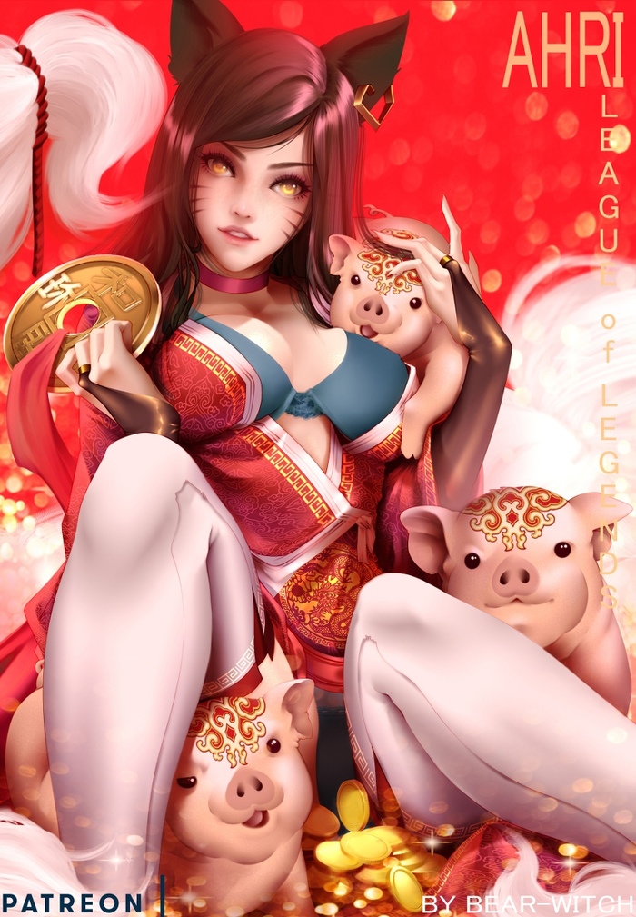 Ahri Art , Bear-witch, League of Legends, Ahri, 
