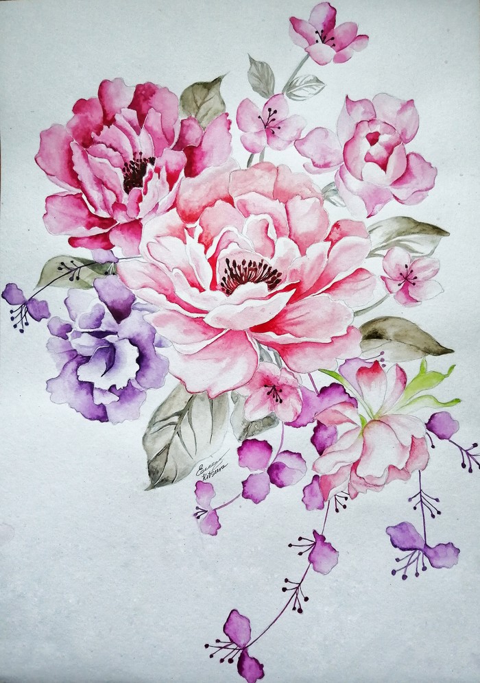 Flowers - My, Art, Drawing, Watercolor, Flowers, Creation