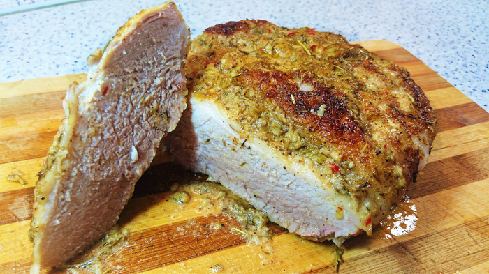 Juicy boiled pork in three stages - My, Recipe, Video, Juicy, Buzhenina, Longpost, Juiciness