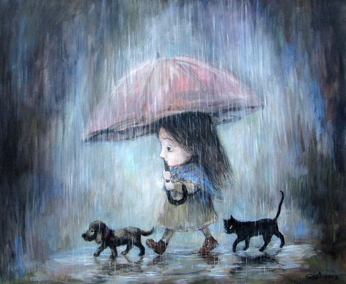 When childhood doesn't go away - Painting, Painting, Children, Animals, Longpost