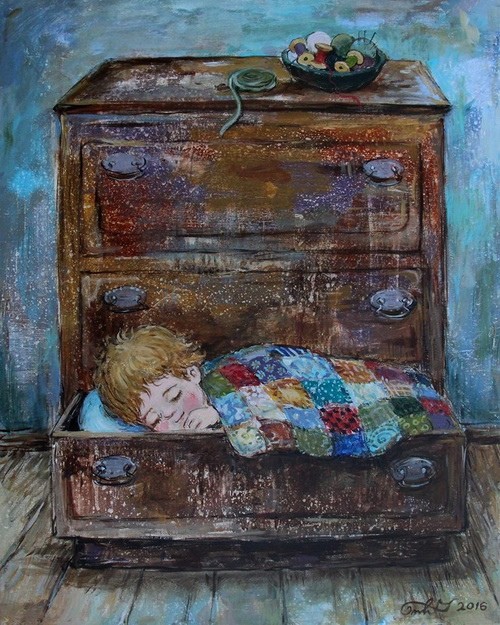 When childhood doesn't go away - Painting, Painting, Children, Animals, Longpost