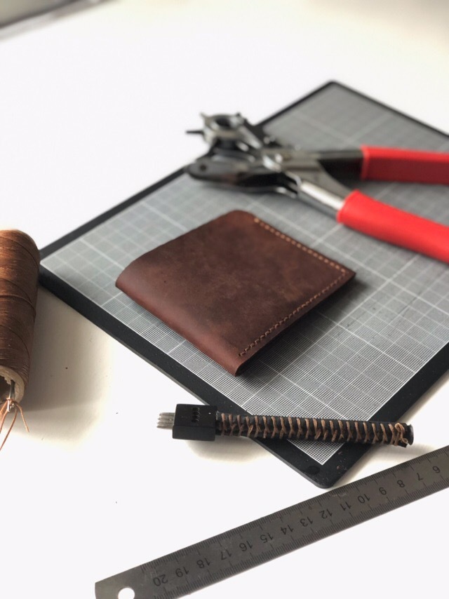 Minimalistic leather wallet. Item #1 - My, Wallet, Crazy Horse Products, Handmade, Leather craft, Natural leather, Longpost