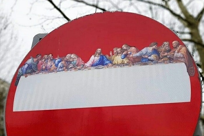 The last supper - Road sign, The last supper, Street art