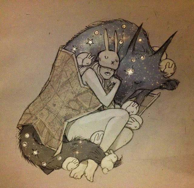 The story of the rabbit girl and the star wolf - Art, Drawing, A selection, Longpost