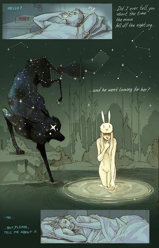 The story of the rabbit girl and the star wolf - Art, Drawing, A selection, Longpost