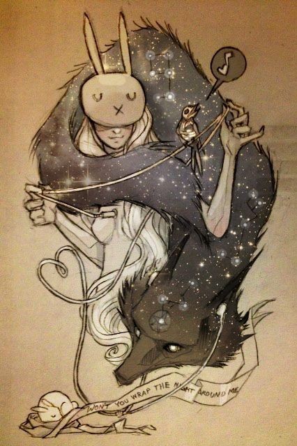 The story of the rabbit girl and the star wolf - Art, Drawing, A selection, Longpost