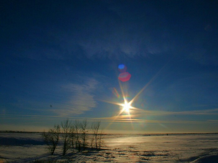 Steppe, Southern Ural - My, Winter, Steppe, Ural, Southern Urals, Snow, The sun, Longpost