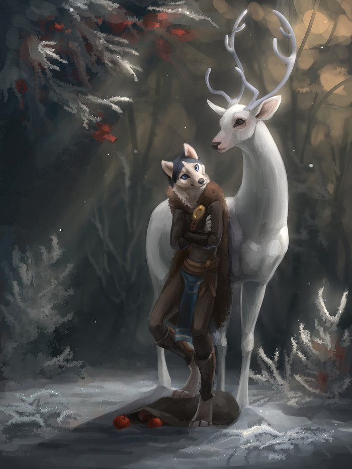 Domestication of deer - Furry, Furry art, Anthro, Furry canine, Deer, Akineza, Deer