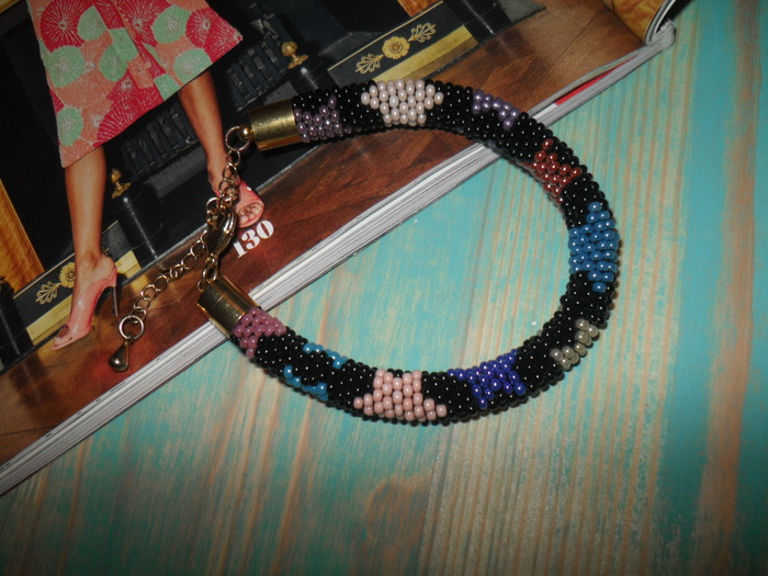 One of my first knitting projects. - My, Beads, Harness, A bracelet, Handmade, Needlework without process
