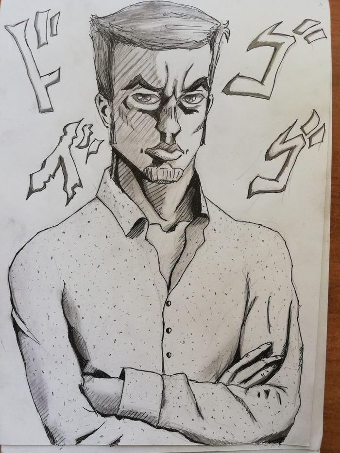 Jojo portrait - Portrait, My, Longpost, Jojos bizarre adventure, Drawing