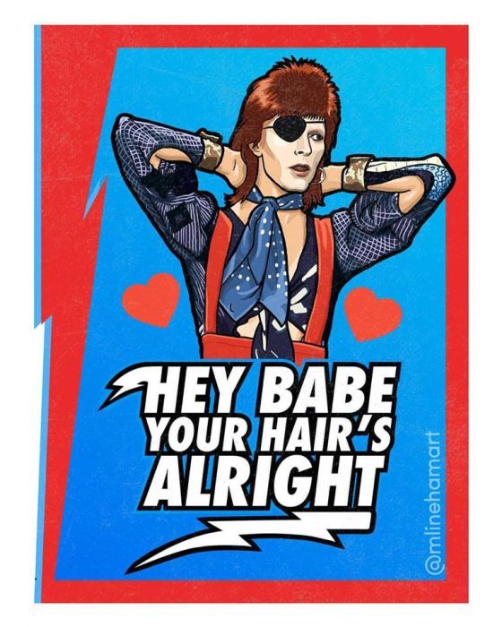 Rock Valentine's Day Cards, Part 2 - David Bowie, Valentine's Day, Longpost, Rock, Postcard, Valentine, 80s-90s