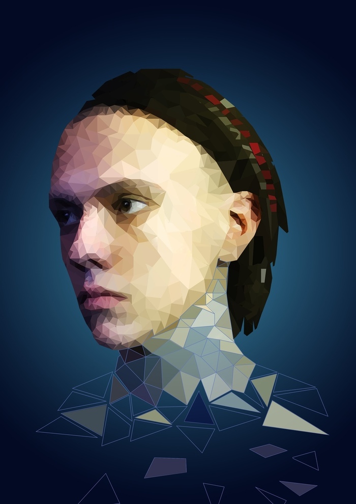 First experience in low-poly graphics - My, Photoshop, Polygonal graphics, Polygon, Art, Portrait, Low poly