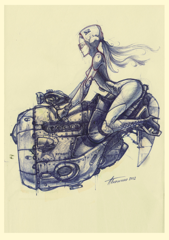 Rider - early work of A. Tkachenko - Gypsum, Secret garage, Illustrations, Andrey Tkachenko, Parallel USSR, Art