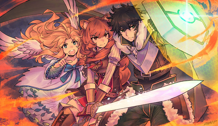 Hero Team - Anime, Anime art, Tate no Yuusha no Nariagari, Naofumi, Filo, Raphtalia, Speed ??painting, Video