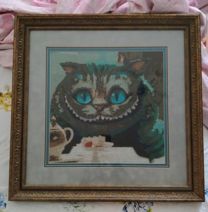 Painting. Cheshire Cat. - My, Cheshire Cat, Cheshire, Alice in Wonderland, Tim Burton, Painting, Embroidery, Needlework without process, Longpost