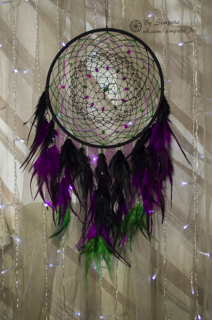 Dreamcatcher Witchcraft - My, Bysimpeta, Handmade, , Dreamcatcher, Needlework without process, With your own hands, Presents, Needlework, Longpost
