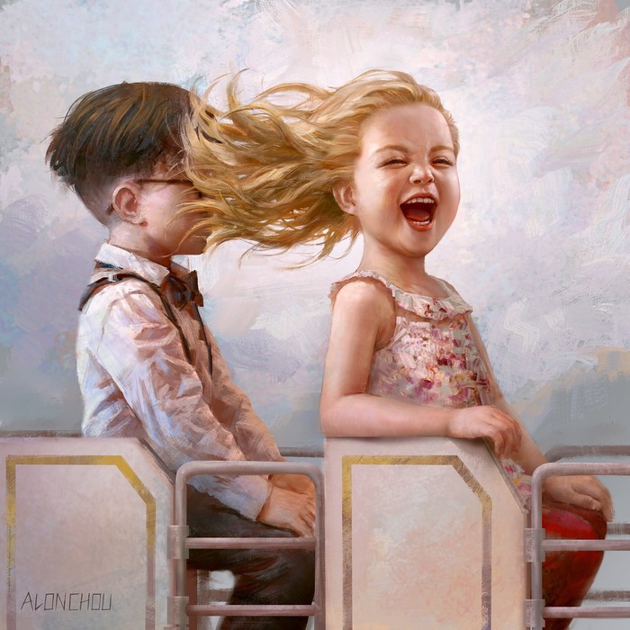 Happiness - Art, Drawing, Children, Carousel, Alon Chou