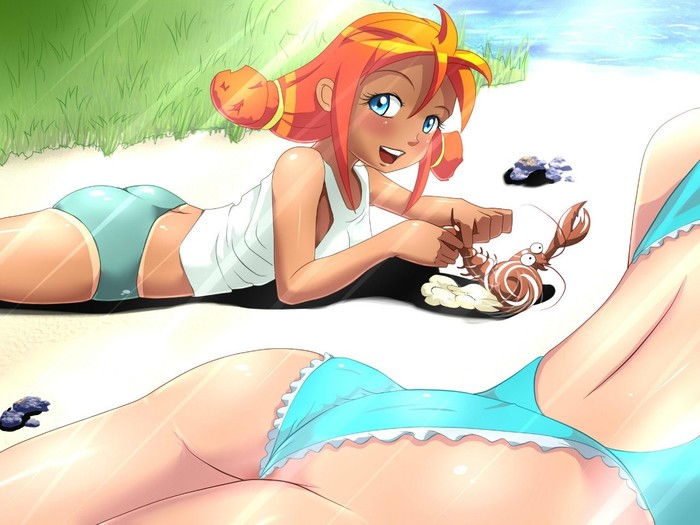 What a funny crab... - Beach, Anime, Anime art, Etty, Max Smolev, Glorifying, Ulyana, Endless summer