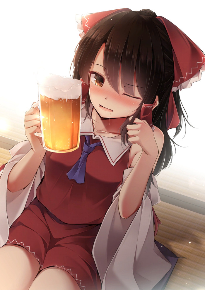 [Art] Beer , Anime Art, Touhou, Hakurei Reimu, Toyosaki shu