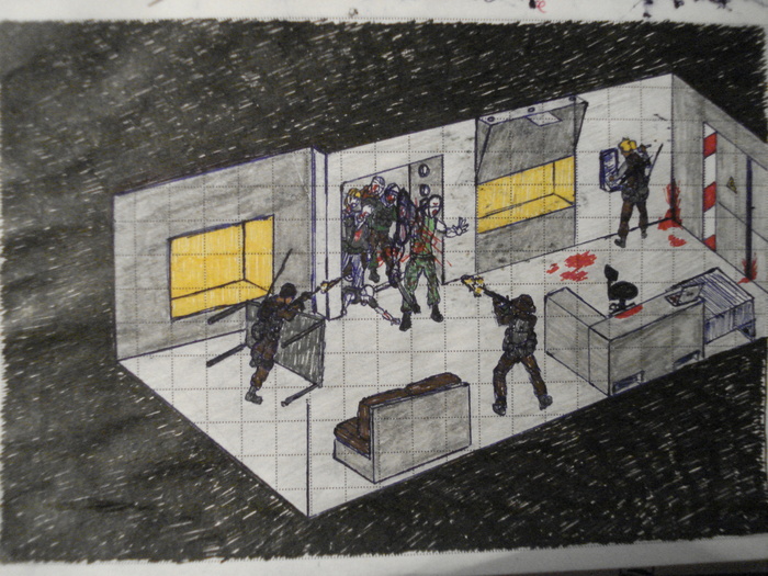 Continuing the theme of secret bases - My, Drawing, Secret base, Zombie