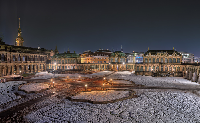 Dresden. Zwinger. - My, Germany, Winter, Night, Museum, Architecture, The photo, Zwinger