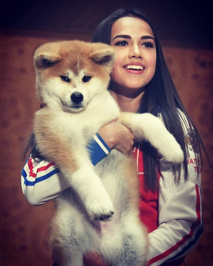 Alina Zagitova and her Akita Inu - Society, Sport, Figure skating, Alina Zagitova, Workout, Animals, Tutberidze, Instagram, Video