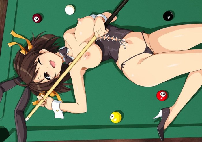 Anime Art #244 - NSFW, Anime art, Suzumiya Haruhi no Yuuutsu, Suzumiya haruhi, Anime, Chan, Billiard table, Breast, Nipples