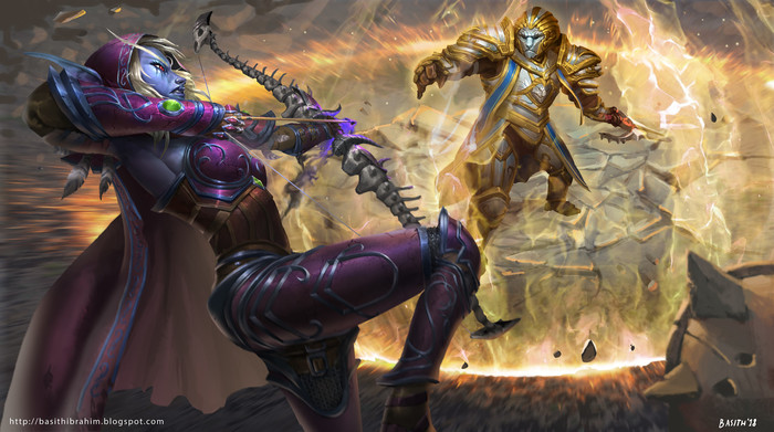 Sylvanas VS Anduin by Basith Ibrahim - Warcraft, World of warcraft, Wow, Blizzard, Game art