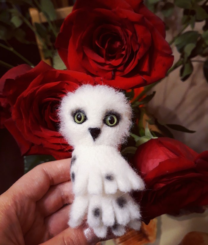 Dumped a polar owl! :) - My, Wallow, Dry felting, Polar owl, Toys, Needlework, Souvenirs, Handmade