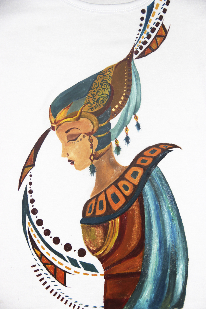 Egyptian princess. - My, Painting on fabric, , Creation, Fantasy, Acrylic, Egyptian mythology, Longpost