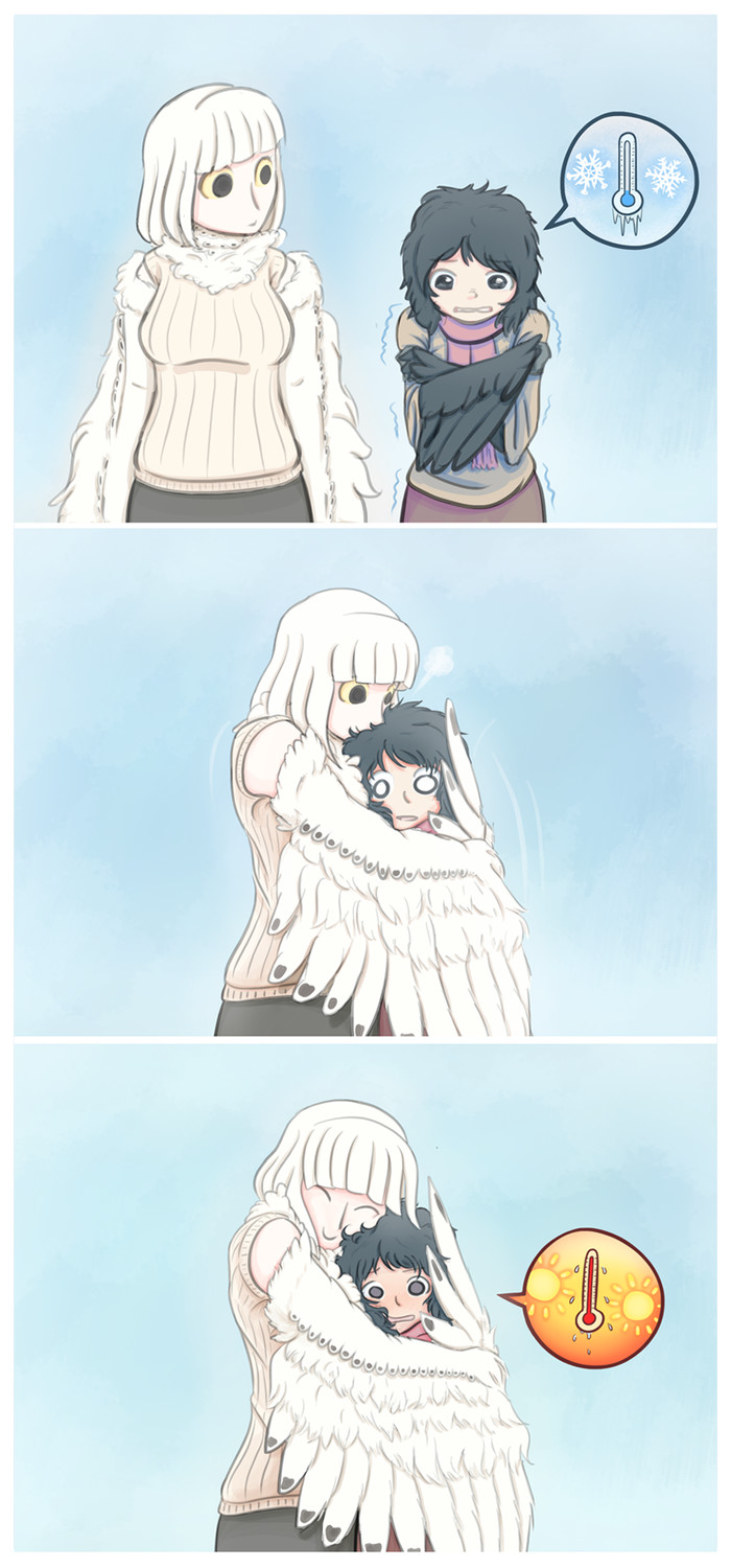 Warm hugs , Anime Art, Original Character, Monster Girl, , , , Crowanon