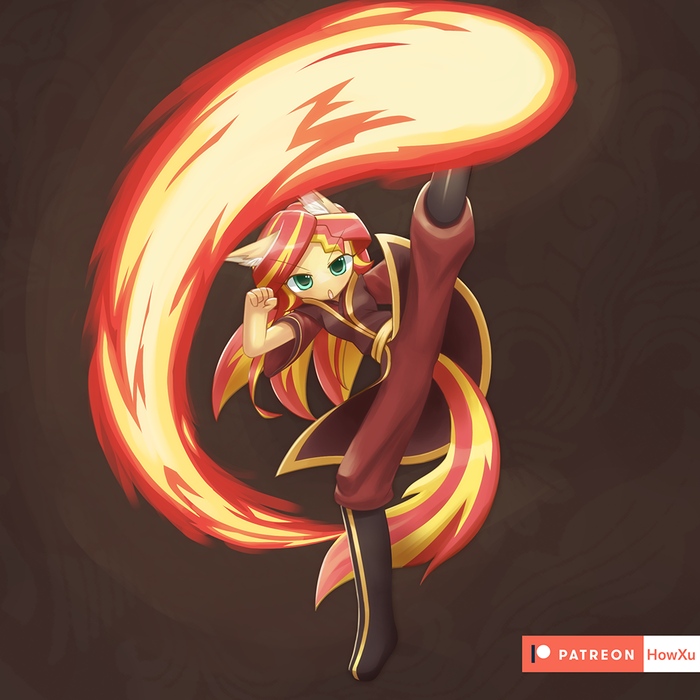 SS firebending My Little Pony, Sunset Shimmer, , , Howxu, :   