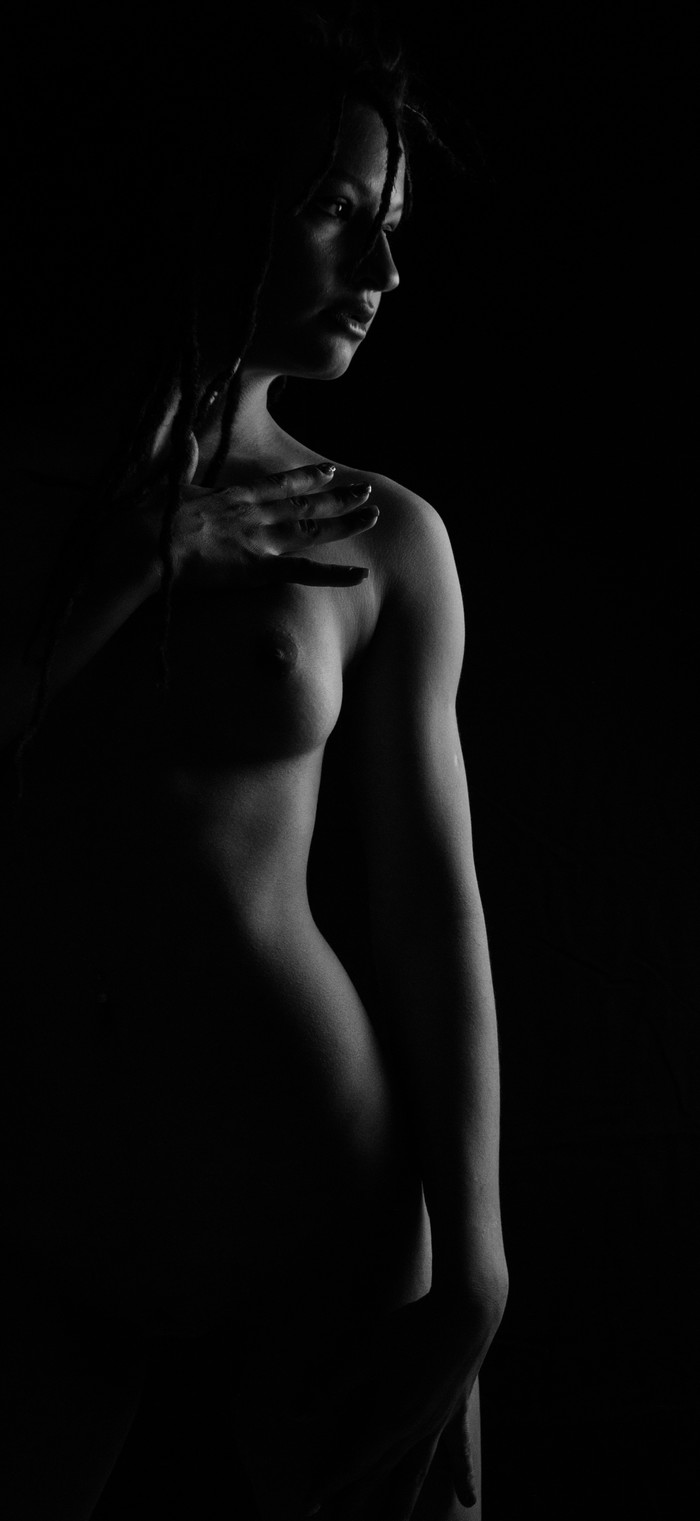 The play of light and shadow - NSFW, My, Boobs, Photographer, Black and white, Beautiful girl, Breast, Longpost