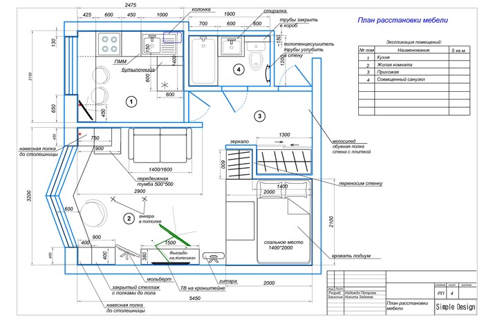 Design studio apartment in scandi style - Longpost, Workshop, Project, Interior Design, My, cat