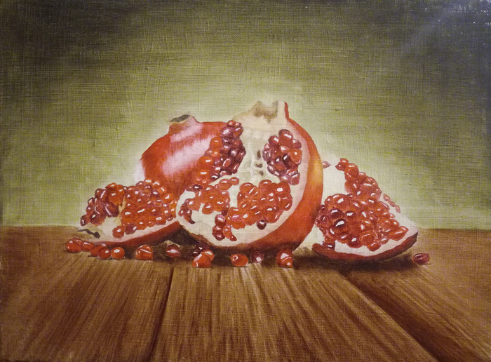 pomegranate oil - My, Oil painting, Drawing, Art, Grenades, Hand grenade