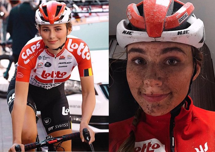 Before and after the race - The photo, Sport, Beautiful girl, Milota, Girls, Dirt, Bicycle racing, It Was-It Was