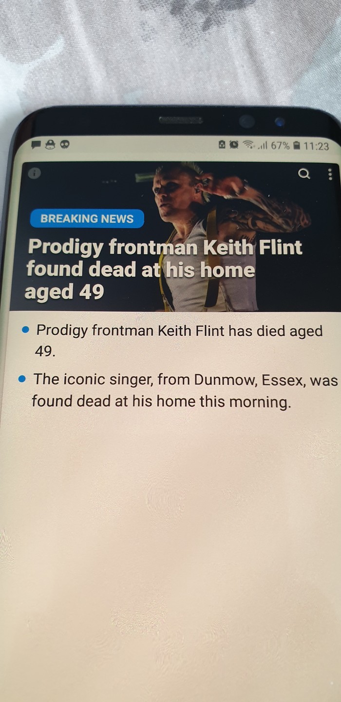 The prodigy. Hopefully fake. No, not fake. All over the news - The prodigy, Keith Flint, Obituary, Death